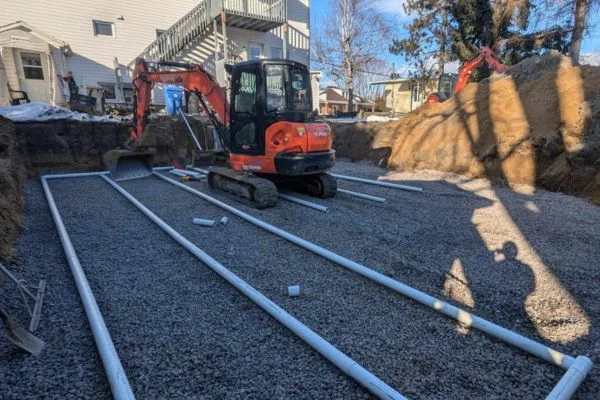 Excavation pour un projet de fosse septique